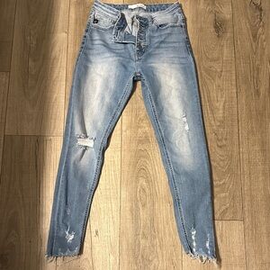 Kancan Light Blue Distressed Women Skinny Jeans